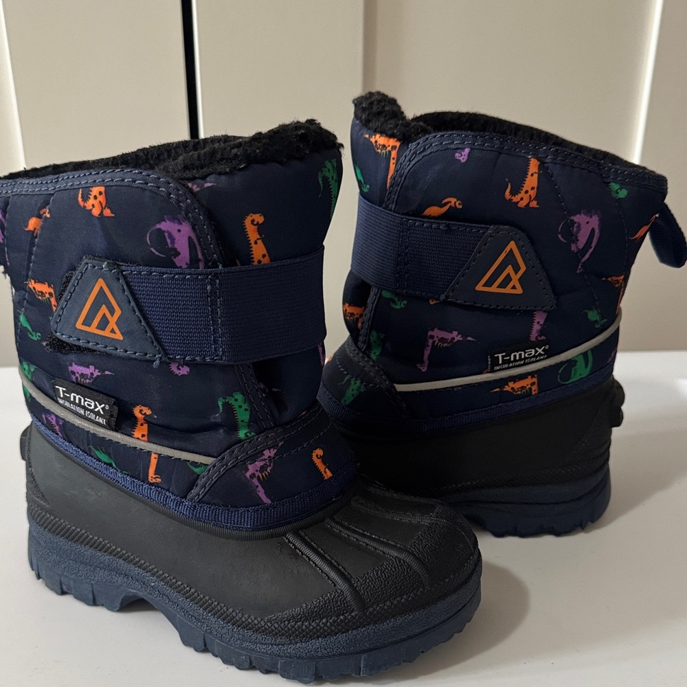 T-max Kids Dinosaur Print Boots - Navy and Black